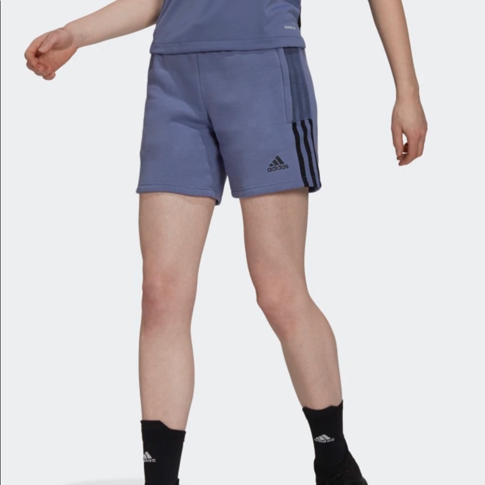 Womens Adidas Tiro Fleece Shorts - Orbit Violet Small